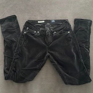 AG Adriano Goldschmied Velvet Charcoal Skinny Pants